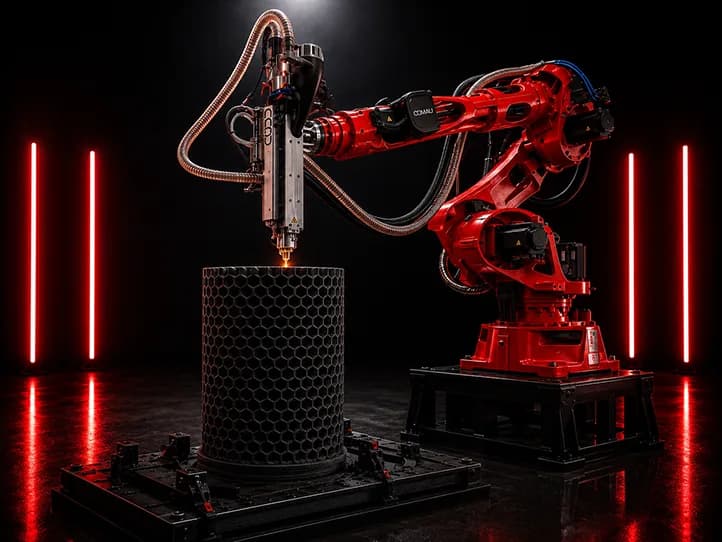 SinuPrint 3000 robotic arm printing a large honeycomb structure