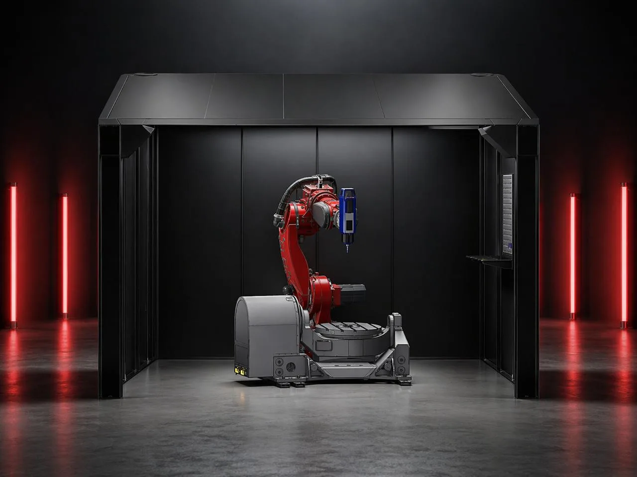 Robotic milling pass on a large sculpted assembly